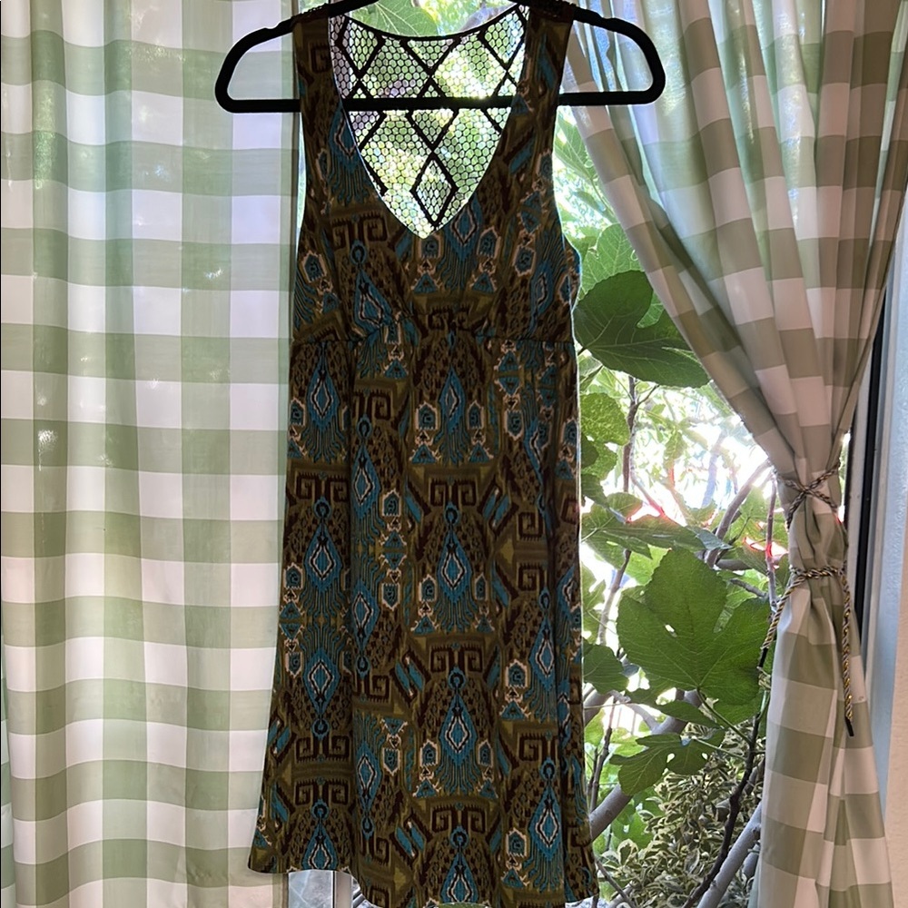 Maurices Sleeveless Patterned Print Bare Crochet Halter Midi Dress Women’s XS
